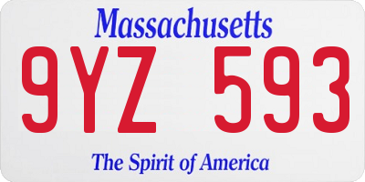 MA license plate 9YZ593