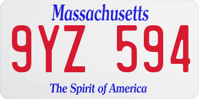 MA license plate 9YZ594
