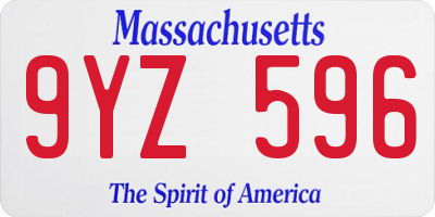 MA license plate 9YZ596