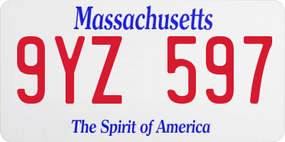 MA license plate 9YZ597