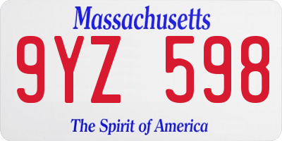 MA license plate 9YZ598