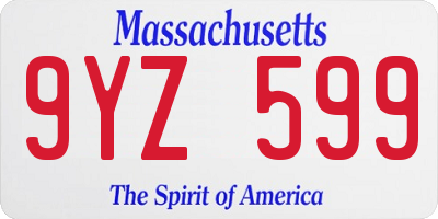 MA license plate 9YZ599