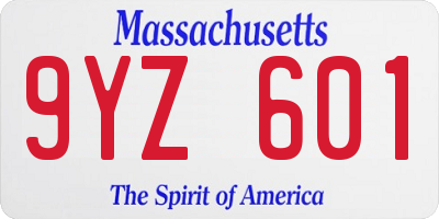 MA license plate 9YZ601