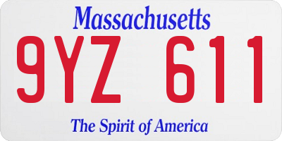 MA license plate 9YZ611