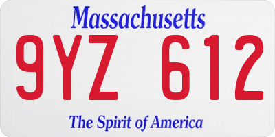 MA license plate 9YZ612