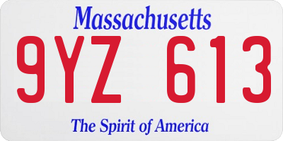 MA license plate 9YZ613