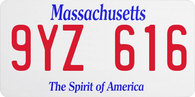 MA license plate 9YZ616