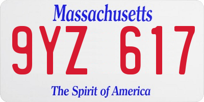MA license plate 9YZ617