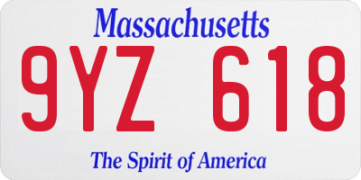 MA license plate 9YZ618