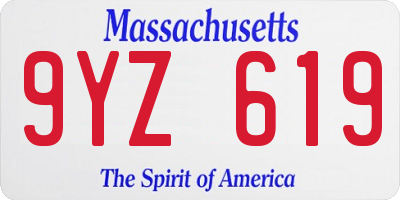 MA license plate 9YZ619