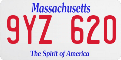 MA license plate 9YZ620