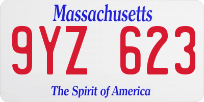 MA license plate 9YZ623