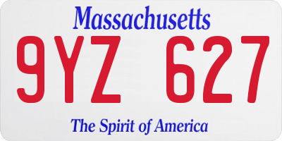 MA license plate 9YZ627