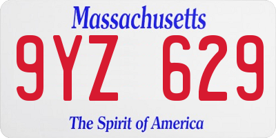 MA license plate 9YZ629