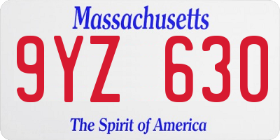 MA license plate 9YZ630