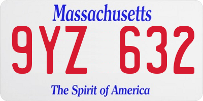 MA license plate 9YZ632