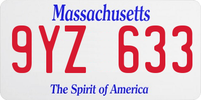 MA license plate 9YZ633