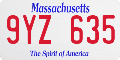 MA license plate 9YZ635