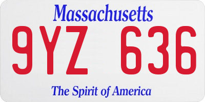 MA license plate 9YZ636