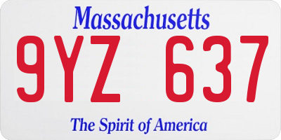 MA license plate 9YZ637