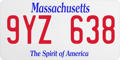 MA license plate 9YZ638