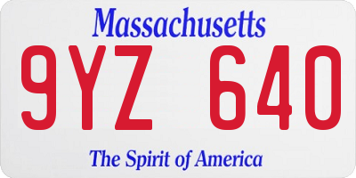 MA license plate 9YZ640