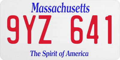 MA license plate 9YZ641