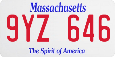 MA license plate 9YZ646