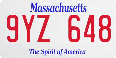 MA license plate 9YZ648