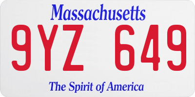 MA license plate 9YZ649