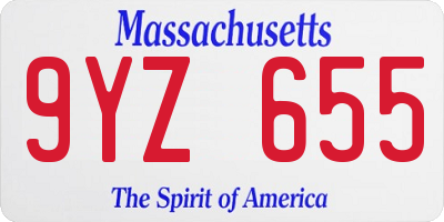 MA license plate 9YZ655