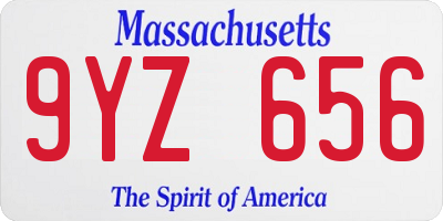 MA license plate 9YZ656