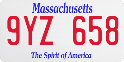 MA license plate 9YZ658