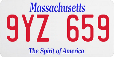 MA license plate 9YZ659