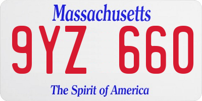 MA license plate 9YZ660