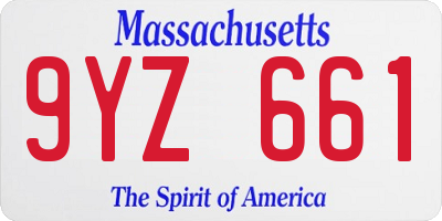 MA license plate 9YZ661