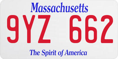 MA license plate 9YZ662