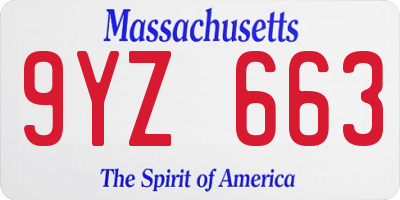 MA license plate 9YZ663