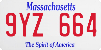 MA license plate 9YZ664