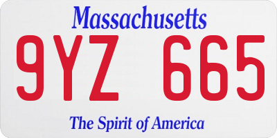 MA license plate 9YZ665