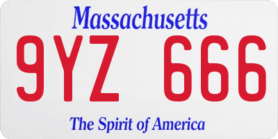 MA license plate 9YZ666