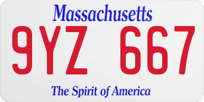 MA license plate 9YZ667