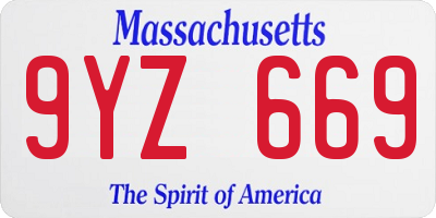 MA license plate 9YZ669
