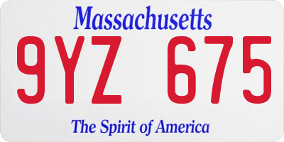 MA license plate 9YZ675