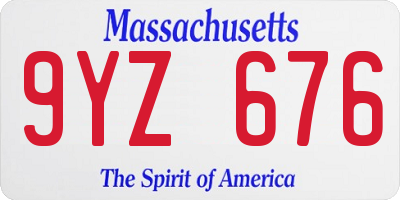 MA license plate 9YZ676