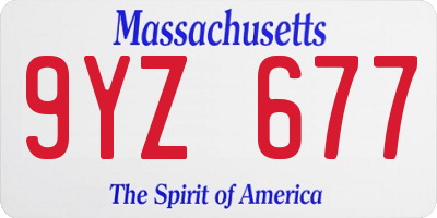MA license plate 9YZ677