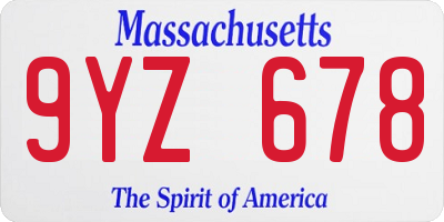 MA license plate 9YZ678