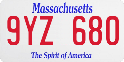 MA license plate 9YZ680