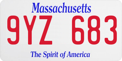 MA license plate 9YZ683