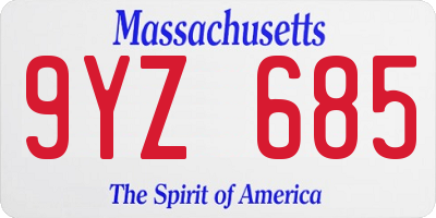 MA license plate 9YZ685
